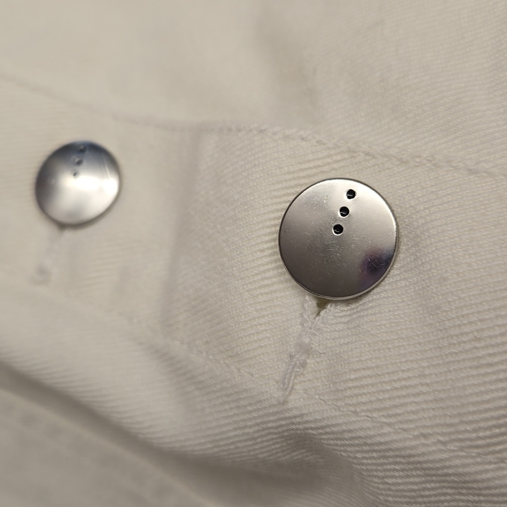 New Francesca's TGLA White Button Front Jean Mini Skirt - Picture 4 of 9